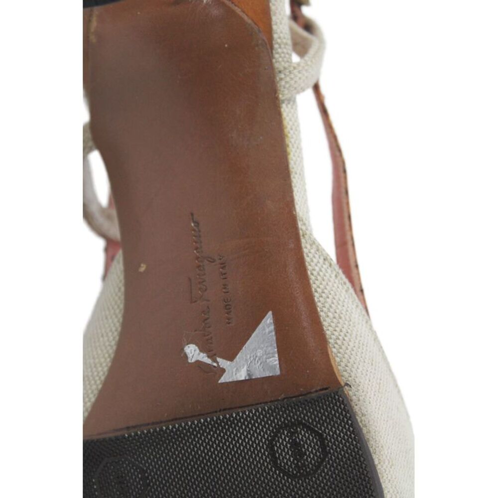 Salvatore Ferragamo Womens Pointed Toe Leather Slingback Sandals Beige Size 8.5 - Picture 5 of 5